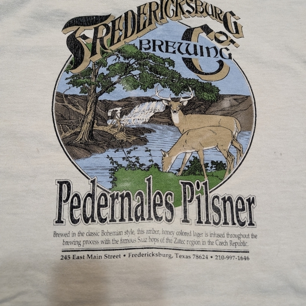 VTG Brewery Shirt Fredericksburg Pilsner Beer Deer Shirt Sleeve Mens XL Flaws - Picture 6 of 9